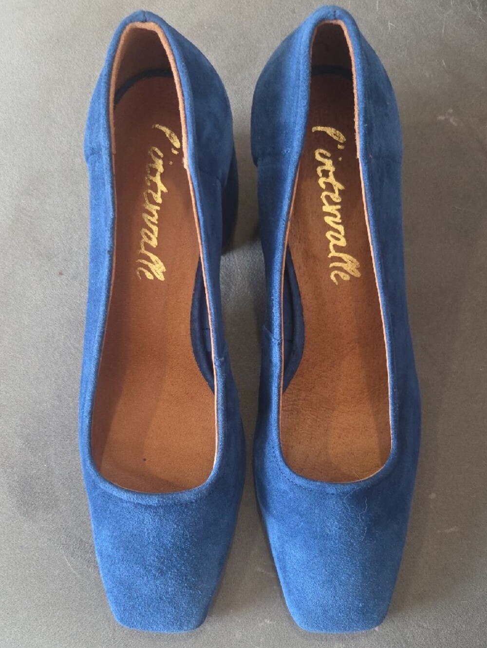 L'INTERVALLE Blue Suede Block Heel Pumps - Picture 2 of 4